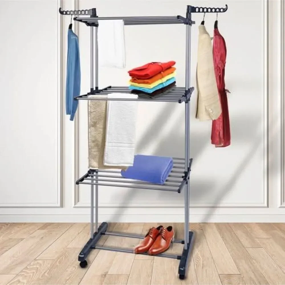 BRAND NEW IN BOX 🔥 ProAid 3-Tier Collapsible Rolling Clothes Drying Rack